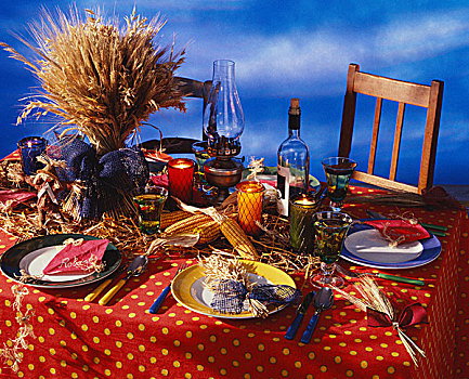 束,粮食,桌上,秋天装饰