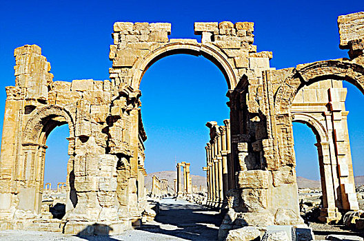 大门,入口,发掘地,帕尔迈拉,叙利亚,亚洲