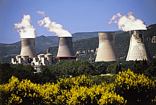 法国,罗纳河谷,河,核能,反应堆,塔,大幅,尺寸