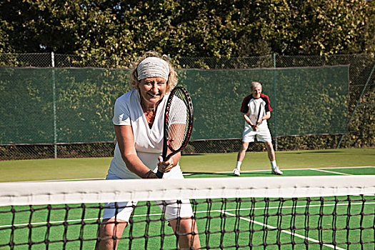 老人,成人,玩,网球