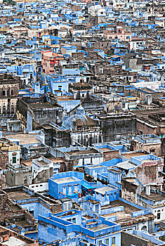 蓝色,城市,邦迪,拉贾斯坦邦,印度,亚洲