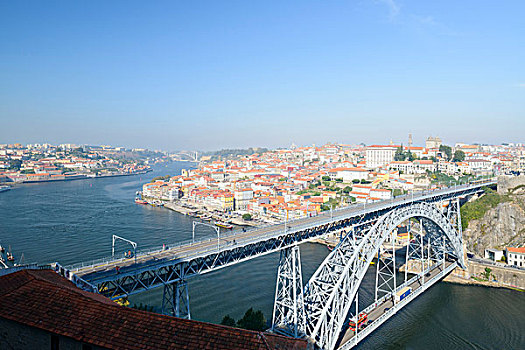 俯视,桥,河,背景,波尔图,葡萄牙