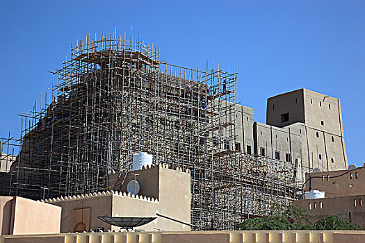 修葺,项目,2008年,堡垒,17世纪,世界遗产,巴赫拉,阿曼,阿拉伯半岛,中东,亚洲