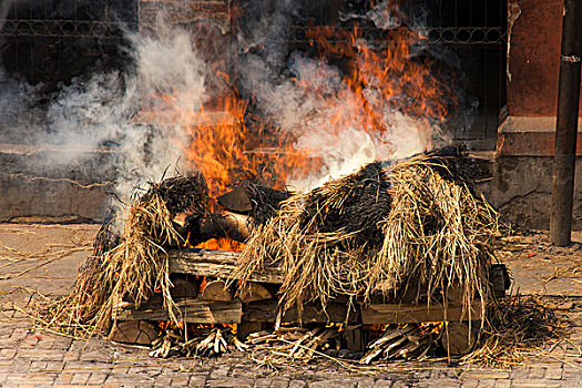 燃烧,传统,葬礼,帕斯帕提那神庙,尼泊尔,亚洲