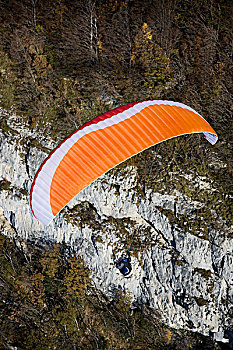 俯拍,成年,雄性,滑伞运动,山腰,攀升,日内瓦,瑞士