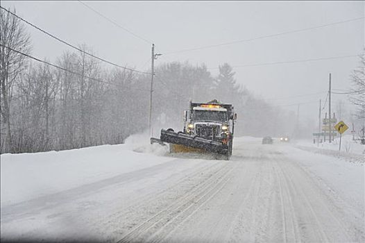 扫雪机,公路,安大略省,加拿大