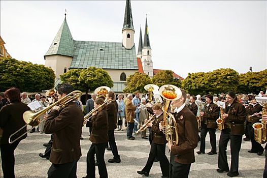 铜管乐队,圆,小教堂,上巴伐利亚,巴伐利亚,德国,欧洲