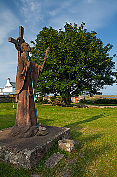 雕塑,地面,林第斯法恩岛,神圣,岛屿,诺森伯兰郡,英格兰