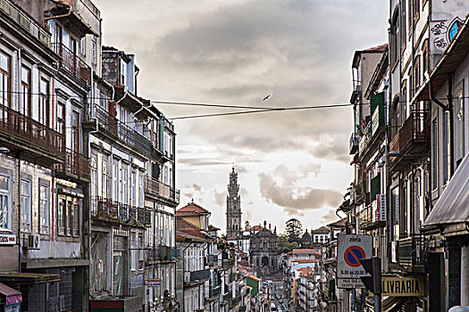 街道,风景,教堂,远景,波尔图,葡萄牙