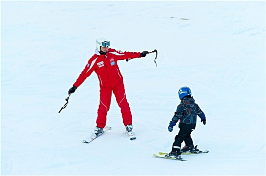滑雪,授课,孩子