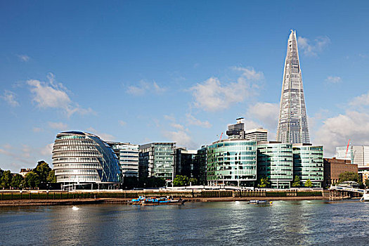 散步场所,泰晤士河,市政厅,碎片,摩天大楼,伦敦,英格兰,英国,欧洲