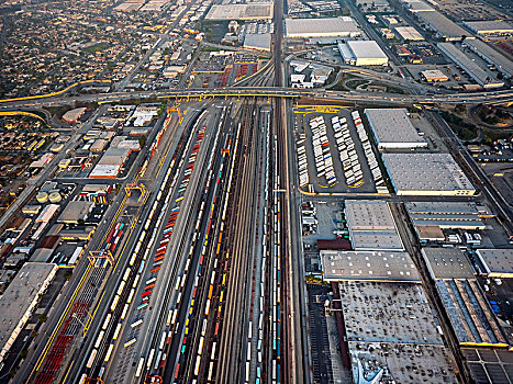 集装箱码头,轨道,货运,车站,商业,洛杉矶,加利福尼亚,美国