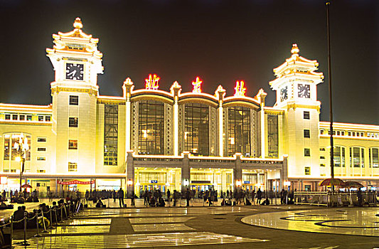 中国,北京,铁路,车站,泛光灯照明