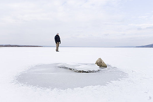 男人,冰冻,湖