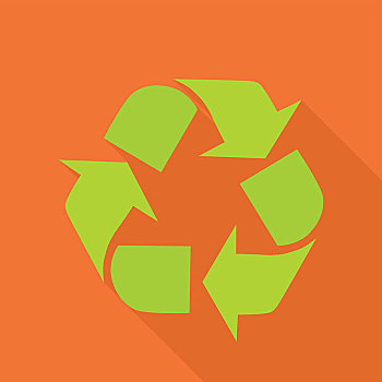 绿色,循环标志,标识,再循环,象征,隔绝,红色背景,垃圾,环保,矢量,插画