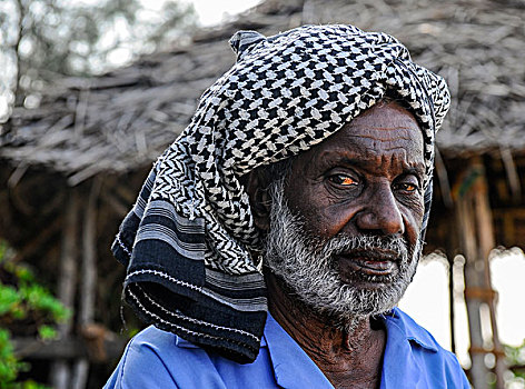 老人,穿,围巾,头像,喀拉拉,印度南部,印度,亚洲