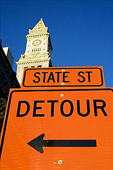 标牌,正面,钟楼,海关大楼,波士顿,马萨诸塞,美国
