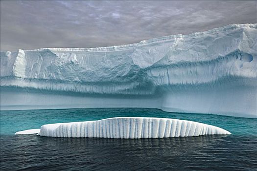 冰山,雕刻,融化,冰,通道,西部,南极