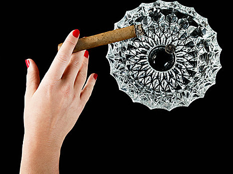 女性,手,雪茄,烟灰缸