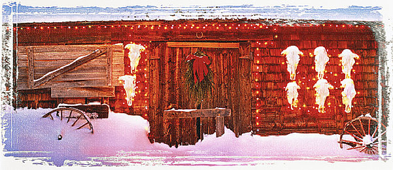 小屋,冬天,靠近,艾伯塔省,加拿大