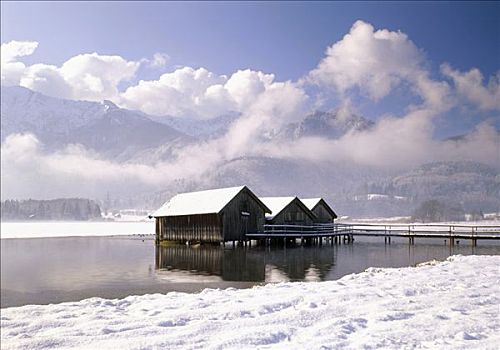 科赫尔湖,湖,仰视,山,上巴伐利亚,德国,欧洲