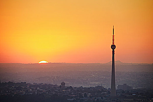 塔,日落,约翰内斯堡,南非