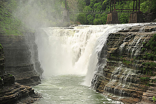 杰纳西河,瀑布,州立公园,纽约,美国,北美