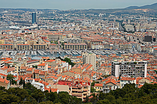风景,巴黎圣母院,俯视,城市,码头,马赛,罗讷河口省,法国,欧洲
