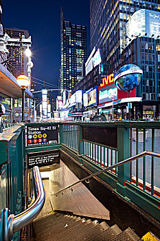 进入,时代广场,42街,地铁站,纽约,美国