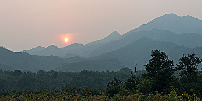 日出,上方,山脉,长城,金山岭,北京,中国