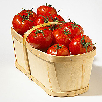 篮子,洗,成熟,西红柿