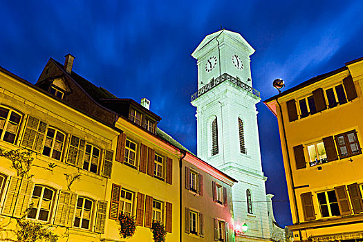 瑞士,城镇,夜晚