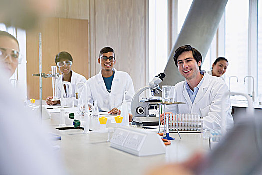 头像,微笑,大学生,科学,实验室,教室