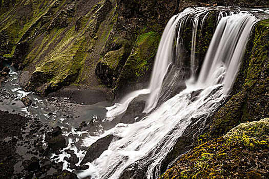 瀑布,河,区域,瓦特纳冰川,国家公园,高地,冰岛,欧洲