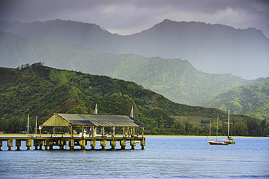 码头,湾,考艾岛,夏威夷,美国