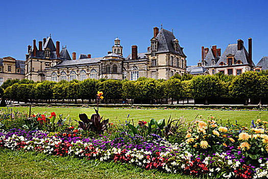 正规花园,正面,宫殿,枫丹白露,塞纳与马恩省,法兰西岛,法国