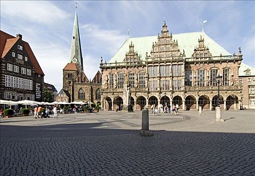 市政厅,教堂,市场,不莱梅,德国