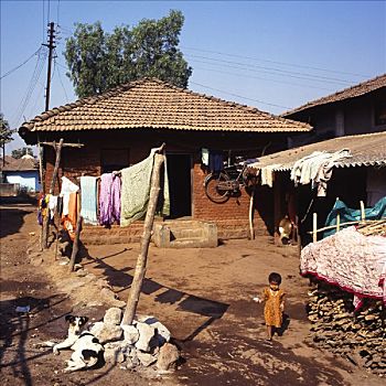 乡村,家,马哈拉施特拉邦,印度