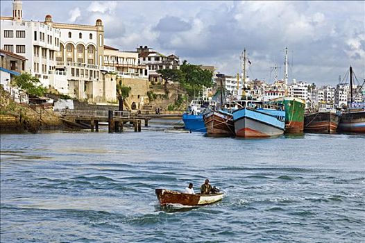 肯尼亚,蒙巴萨,水岸,老,独桅三角帆船,港口,船,沿岸,交易