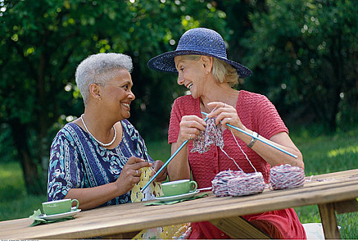 女人,编织品,野餐桌