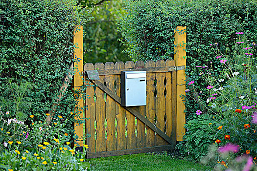 门,随着,邮箱,小,私人花园,巴伐利亚,德国