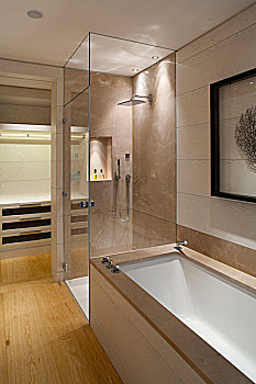 地下,中心,伦敦,家,高端,家具,室内设计,客人,浴室,淋浴,小间,浴缸