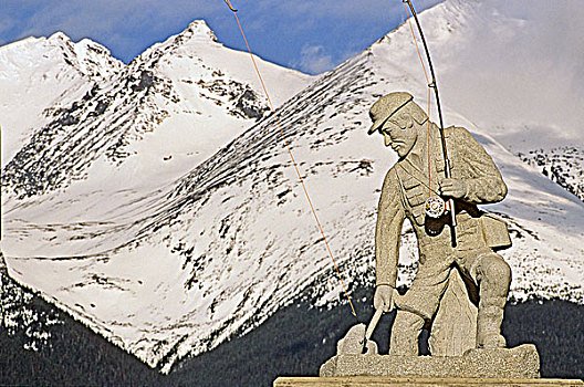 雕塑,哈得逊湾,山,背景,不列颠哥伦比亚省,加拿大
