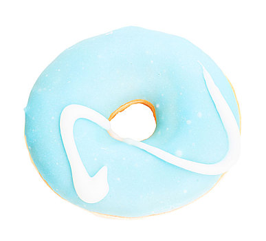 飞,甜甜圈,蓝色背景,一个,甜,蓝色,油炸圈饼,隔绝,白色背景,背景