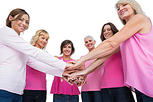 女人,姿势,圆,握手,穿,粉色,乳腺癌,看镜头