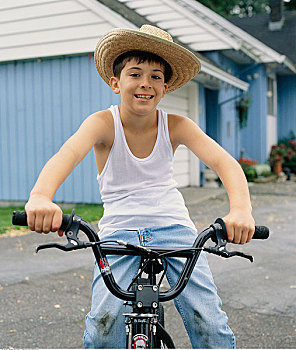 男孩,肖像,自行车