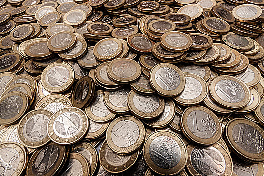 堆积,欧元硬币,德国,欧洲