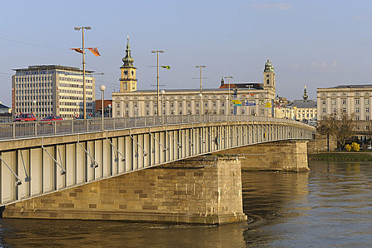 桥,多瑙河,林茨,上奥地利州,奥地利