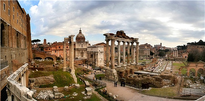 全景,残留,著名,古罗马广场,罗马,意大利
