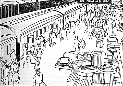 20世纪30年代,火车站,艺术家,未知